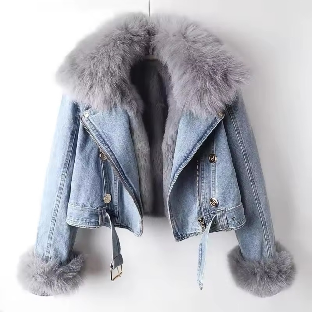 201. Denim Jacket with Detachable Fur